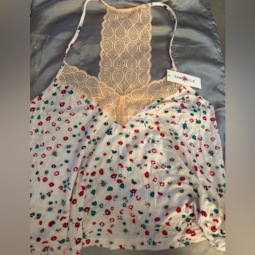 Cosabella Sweet Dream Floral Lace Trim Cami Top - NWT - Size S - Made in Italy